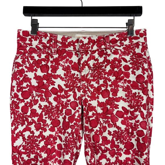 Tory Burch Laurel Issy Print Crop Pant Pants Trouser Red Cherry Girl Date - 26 - Picture 2 of 5